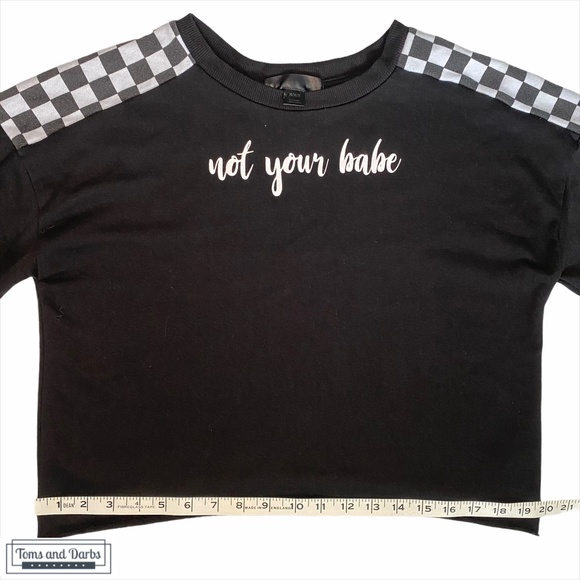 Not Your Babe Long Sleeve Checkered Crop Top - Picture 7 of 9